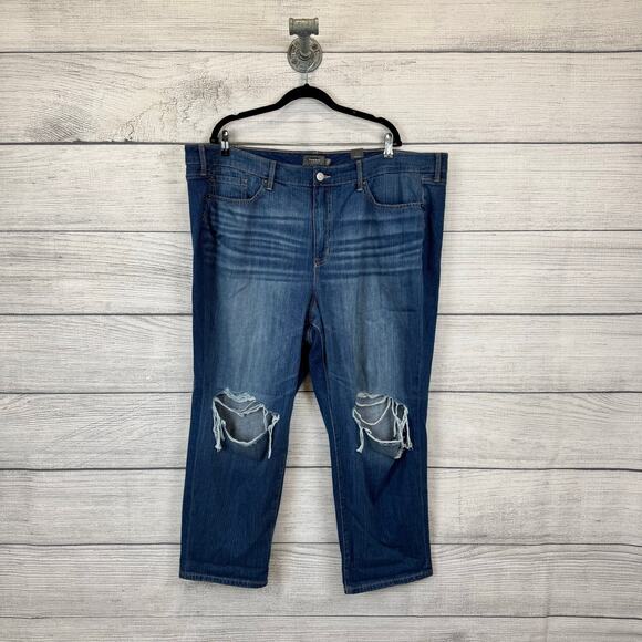 Torrid Plus Size Mid-Rise Stretch Rigid Boyfriend Distressed Jeans Size 26 Short - Picture 1 of 7